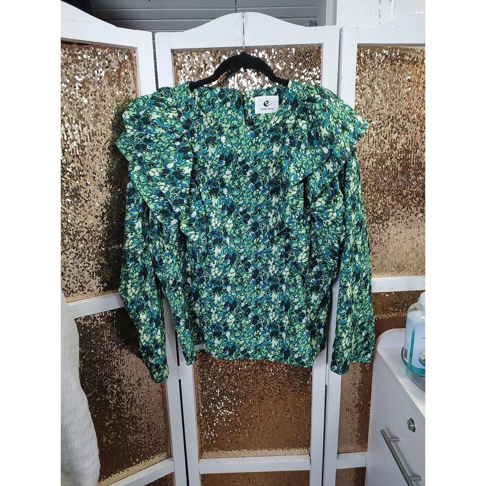 Grailed Green Ruffle Shoulder Floral Top Medium E.XianLiuXing Japanese Designer
